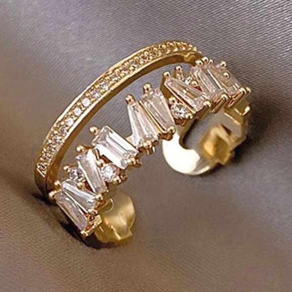 Stainless Steel Cubic zirconia Double Adjustable Ring - Picture 4 of 8